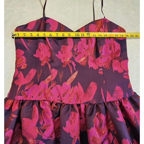 Aidan Mattox Sleeveless Floral‎ Jacquard Party Dress Pink/ Fuchsia Size 16 NWT - Picture 13 of 14